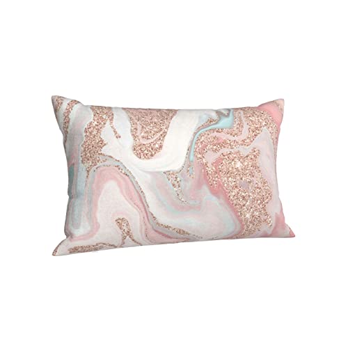 Rose Gold Glitter Coral Gray Pastel Marble Pillowcase For Hair And Skin - Bed Home Sofa Decor Pillow Cover,Super Soft Travel Pillow Cases With Hidden Zipper Closure Print (14X20 Inch) #TOP10