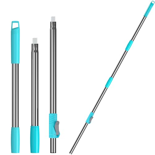RinseWise 3-Section 35-to-61 Inch Spin Mop Extended Spin Mop Replacement Mop Handle Compatible with Round Spin Mop Bucket Cleaning System, Microfiber Mop Floor Head Mop - Blue