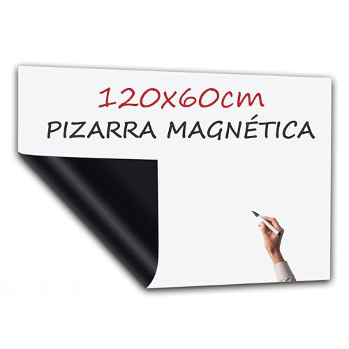 PREVIS Pizarra Adhesiva Pared Blanca Magnetica 120x60cm - Papel Pizarra Adhesivo Pared PET Magetizado- Rollo Vinilo Hogar y Oficina - No Daña Pared Fácil de Trasladar-Ideal Oficina, Habitacion, Clase