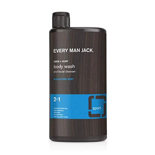 Every Man Jack 2-In-1 Swim + Surf Body wash and Facial Cleanser, Signature Mint, 16.9 Fluid Ounce