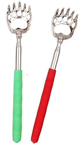 Image of Alexvyan Small Adjustable Portable Extendable Back Scratcher Handheld Massager, Metal Stainless Steel Telescoping Itching Stick Tool (Pack of 2 - Model 002)