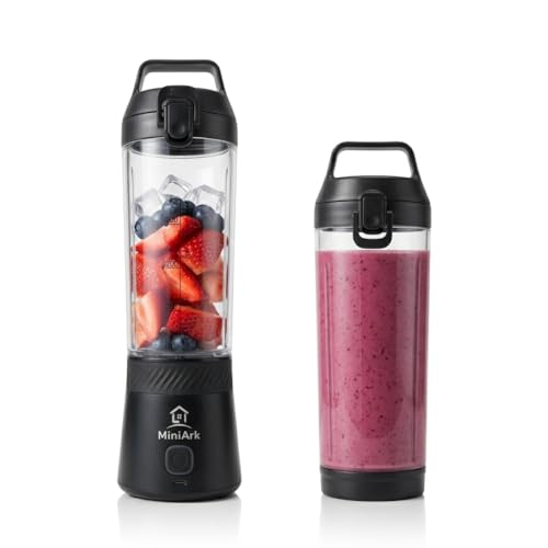 Image of MiniArk Rhythm Portable Blender, Personal blender for Gym, Office, Hostel & Travel, 20 days battery life, 500 ML, 20,000 RPM, BPA-Free & Leakproof, Protein Shake,Cold Coffee,Baby Food & Smoothie Maker