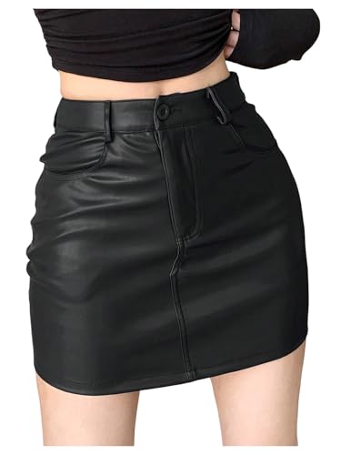Milumia Women's Faux Leather Mini Skirt High Waist Bodycon Going Out Short Skirts