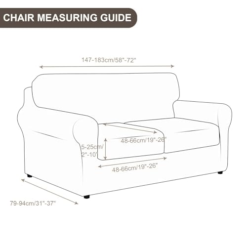 Searchi Stretch Sofa Cover Couch Cover, 3 Pieces Loveseat Slipcover With 2 Separate Cushion Cover, Washable Furniture Protector For Living Room thumb #2