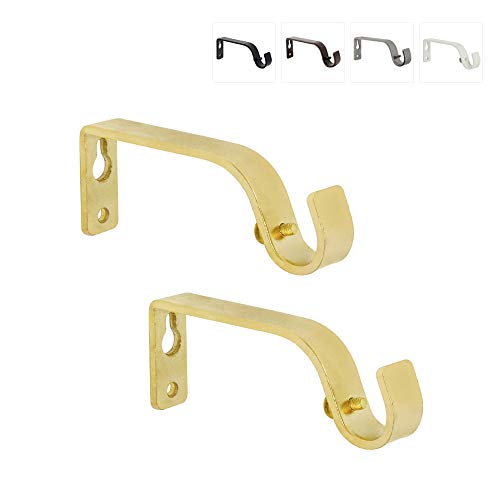 gb Home Collection Curtain Rod Brackets, Gold, Set of 2, Premium Steel Cafe Rod Bracket for Walls, Curtain Rod Holder, Metal Cafe Rod Window Treatment Rod Drapery Rod