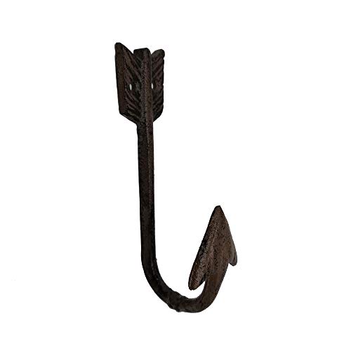 Comfy Hour 6" Cast Iron Arrow Single Key Coat Hook Clothes Rack Wall Hanger, Heavy Duty Recycled Gift Idea, Dark Brown, Antique & Vintage Collection #TOP1