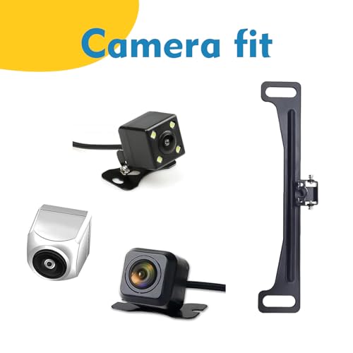 Image of ijuicy 1 PC Car Rear View Camera License Plate Bracket, Metal Backup Camera Bracket with Mounting Parts, Rear View Camera Anti-Vibration Anti-Shake Bracket, Universal for Cars Trucks (Black)