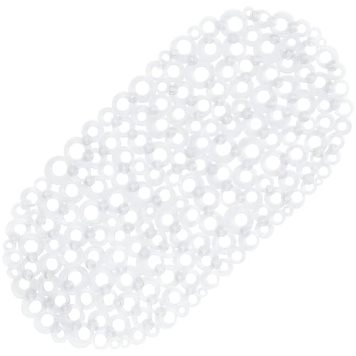 WELTRXE Bath Mat Non Slip Anti Mould, 69x35cm Oval Clear PVC Bathtub Mat, Ring Pattern Shower Mat for Inside Bath, Non Slip Bath Tub Mat with Suction Cups, Quick Drain, Machine Washable