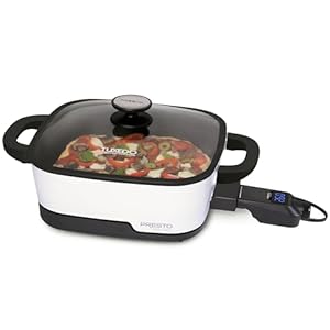 Presto 07118 Tuxedo Precision Multi-Cooker Digital Skillet, 12″, White
