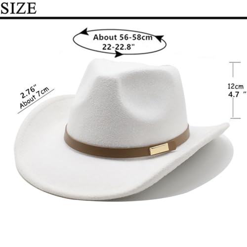 Image of LIDHAY Women Men Classic Felt Wide Brim Western Cowboy Cowgirl Hat with Belt Buckle