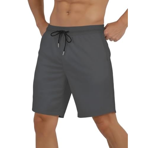 9 Inch Men Swim Trunks with Mesh Lining Quick Dry Breathable Pockets for Summer Beach Cruise Water Park Gym Running Small Solid Army Green