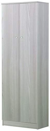 Sarmog Armadio 2 ante, armadio camera da letto, armadio salvaspazio, 3 ripiani regolabili e 1 fisso, Made in Italy, Kit H183 L62 P34 Cm