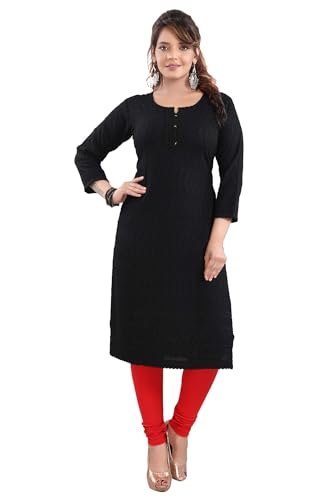 Image of DARIKA Women's Cotton Chikankari Straight Kurti Multiple Color in from Small to Plus Size.
