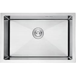 Fregadero Sintetico Poalgi Ibergrif, M87044 Fregadero Cocina 70 x 44 cm, Fregadero Bajo Encimera o Sobre Encimera con Filtro de Drenaje, Acero Inoxidable