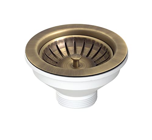 Bonde bouchon panier évier acier d114 x 54 mm sans trop plein laiton antique 1 1/2 L.B. Plast D550-70-PIR