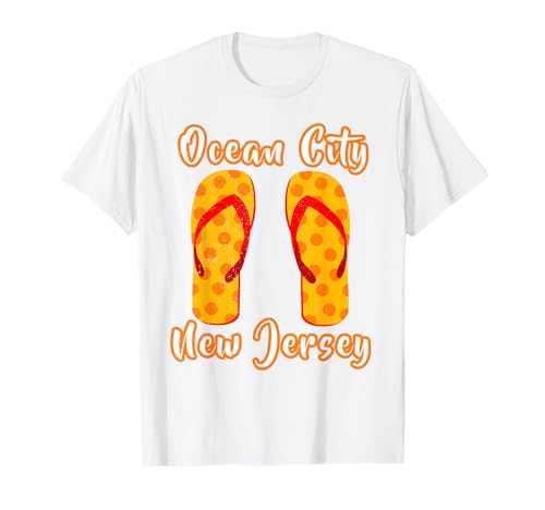 Ocean City New Jersey Beach Orange Polka Dot Infradito Maglietta