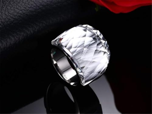 Image of HIJONES Men Women Stainless Steel Cubic Zirconia Royal Crystal Rings Wrap Band Cocktail Style