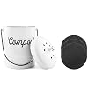 AuldHome Design Kitchen Compost Bin for Countertop 13 Gallon Composting Bucket with Lid Includes 3 Charcoal Filters White Enamel