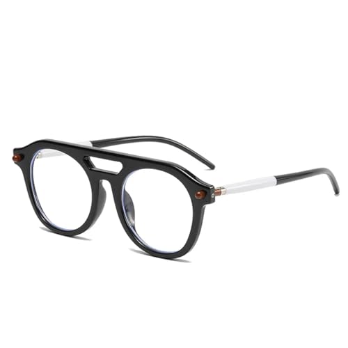 Lunettes à double pont rétro avec rivets et verres transparents dégradés chics