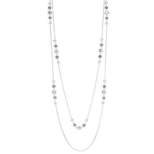 Noessla Long Silver Necklace for Women Bohemian Layered Statement Costume Long Necklaces for Women Fashion Jewelry Mothers Day Gifts