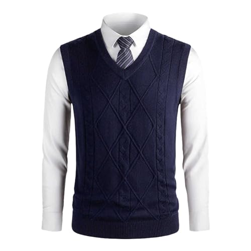 Men's Argyle Vest Sweater Sleeveless V Neck Slim Fit Knitted Pullover Sweaters Casual Temperament Business Comfy Tops2