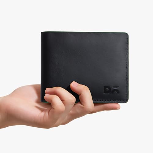 Image of DailyObjects Classic Black Genuine Leather Men's Bi-Fold Wallet with Multiple Card Slots| Cash Compartment| Slim Durable Design| Stylish Everyday Accessory for Securely Carrying Money| Cards| and IDs