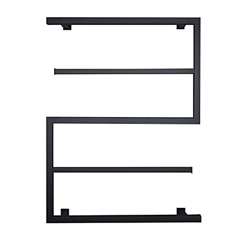 ZQFIDFYR Black Towel Warmer Drying Rack 5 Bar Wall Mounted Electric Heated Towel Rack Energy Efficient 89W 304 Stainless Steel Heated Towel Dryer for Bathroom (Plug in)