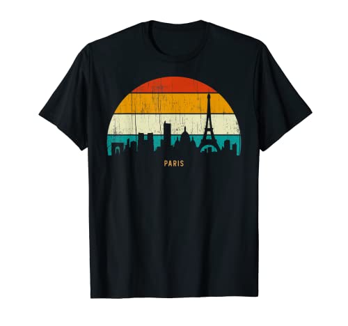 Vintage Retro Style Capital France skyline cityscape Paris Camiseta