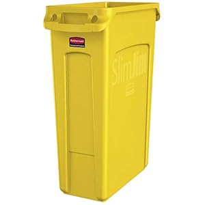 Rubbermaid Commerciële Producten Geventileerd Slim Jim Rubbish Bin Afval Receptakel, 87 L, Geel, 1