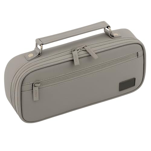 Estojo Escolar Box Grande Organizador com Divisórias e Alça - Estojo Necessaire Unissex Capacidade Ampla para Lápis, Canetas, Material Escolar (Cinza)