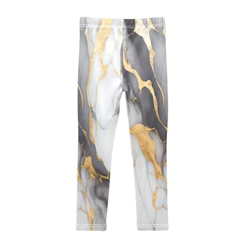 Bolaz Toddler Girls Leggings Printed Yoga Pants Leggings Grey Gold White Marble for Kids2
