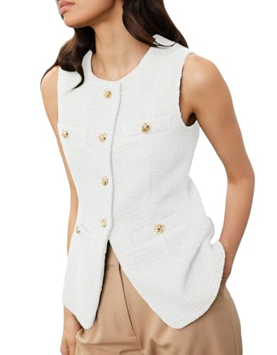 トップス pois Tweed vest MISSGUIDED Tweed Single Breasted Sleeveless Jacket Office Wear
