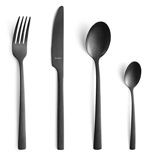 amefa Manille Vintage Servizio Posate, Inox, Antracite, Pezzi, Acciaio 18/10, Nero, Coffret 16 pièces, 4 unità
