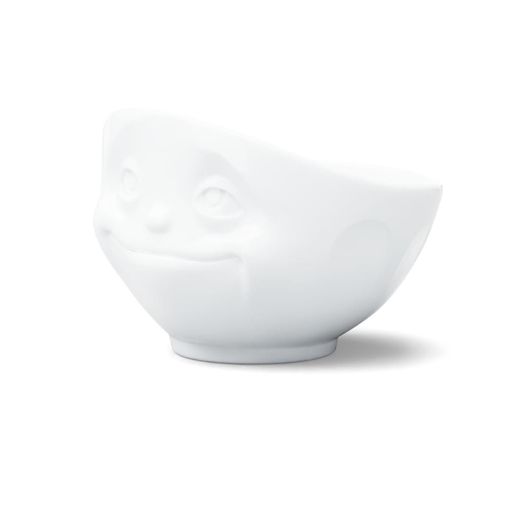 FIFTYEIGHT PRODUCTS TASSEN Porcelain Bowl, Dreamy Face Edition, 16 oz. White, (Single Bowl) for Serving Cereal, Soup