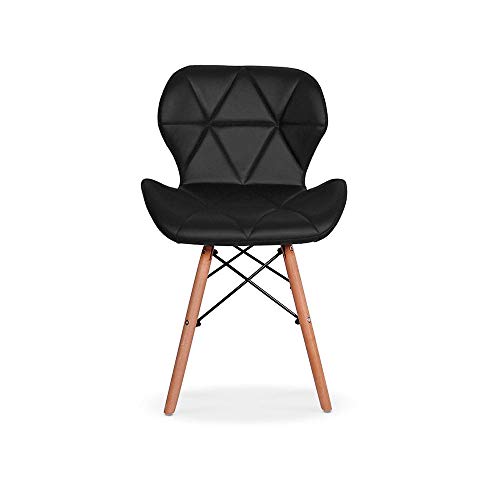 Cadeira Charles Eames Eiffel Slim Wood Estofada - Preta