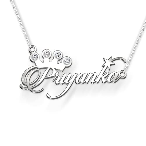 Image of Priyanka Cursive Gold & Silver Name Pendant Necklace, Best Jewelry Gift for Girls.