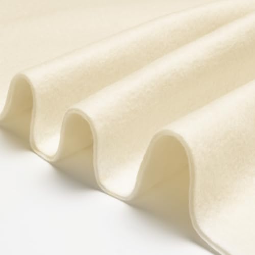 Image of XSEINO Ivory Large Felt Fabric 36 inch X 36 inch(1 Square Yard), 1.4 mm Thick Soft Felt Fabric Sheet for Crafts, White Series Colors Soft Nonwoven Fabric, Fit for Decoration, Sewing, DIY Crafts