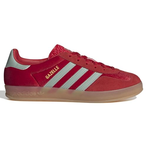 adidas Originals Gazelle Indoor Womens Sneaker (Scarlet Red Hazy Green, 7)