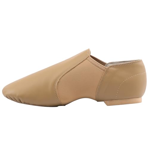 Image of Linodes Leather Upper Jazz Shoe Slip-on for Women and Men's Dance Shoes | Genuine leather, Slip on, Unisex, EVA sole, Split sole, Elastic, Snug fit, Arch support, Flexible, Breathable, Lightweight