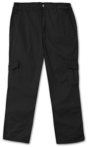 Full Blue Side Elastic Big and Tall Cargo Pant (56W x 28L) Black