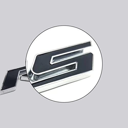 Image of 2 PC Premium 3D Metal RS Emblem Logo RS Badge Sticker Decal Fender Side Trunk Rear Badge Sticker Car /SUV /Truck (Black Silver Border)