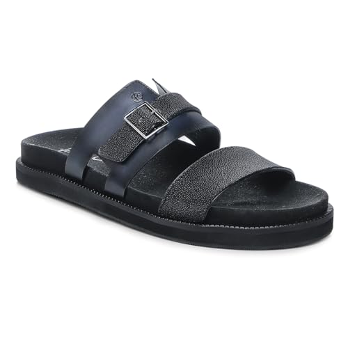 FRANCO CUADRA | Men's Sandal in Premium Black Stingray Leather with Adjustable Buckle 4M7MTTS