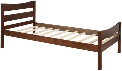 Miniatura 15 de Base de cama individual de madera moderna con cabecero, marco de cama de plataforma tamaño individual, camas individuales, cama individual