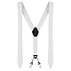 DonDon Hosenträger Herren extra stark weiß 3,5 cm Hosenträger Herren breit in Y-Form lang - Starke Clips passend für Anzug Jeans Chinos Vintage Rockabilly Suspenders