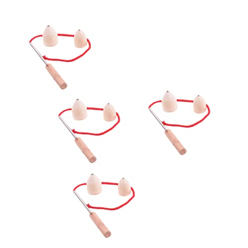 BRIGHTFUFU 4 Sets Wooden Boys and Girls Gyroscope Toy Rotative Tops Funny Peg-Tops for Boys and Girls Adults Traditional Toy Metal Tips Random