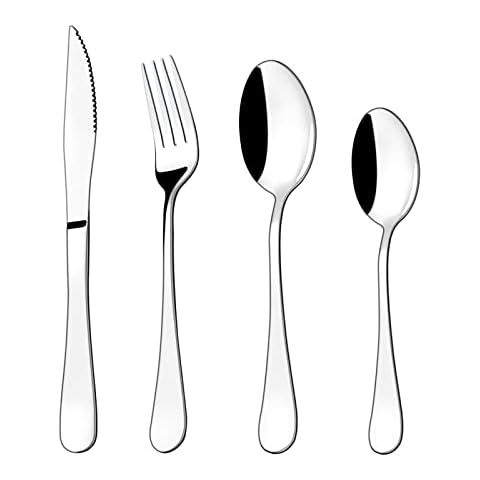 Mostop 12PCS Cutlery Set, Stainless Steel Flatware Set with 3 Forks, 3 Knives, 3 Spoons, 3 Dessert Spoons, Mirror Polished Tableware Silverware Set Dishwasher Safe Cover