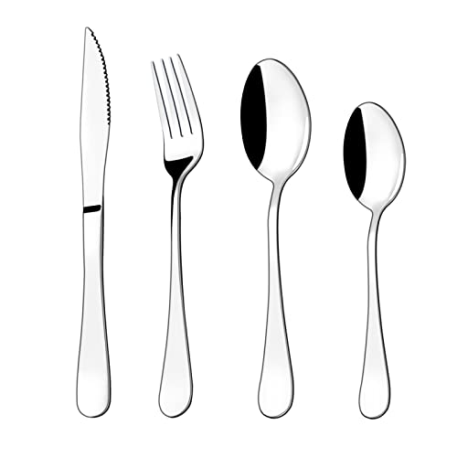 Mostop 12-teiliges Besteck-Set, Besteck-Set, Edelstahl, Geschirr-Set mit Messer, Löffel, Gabel, Service für 3 Personen, hochglanzpoliert & spülmaschinenfest Cover