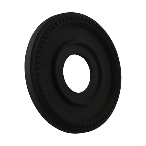 Zilimontt Ventilador de techo redondo de poliuretano negro con diámetro de inspiración vintage circular para ventilador de techo, montaje en milímetros, medallón exterior de 315 mm, con placa interior