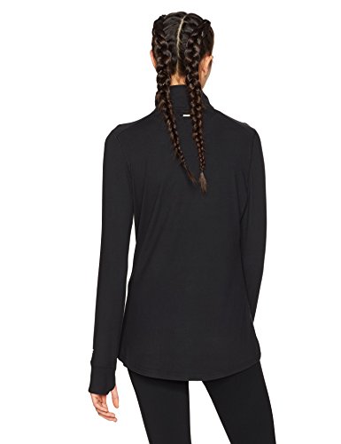 Starter Women's Long Sleeve Half-Zip Top, Amazon Exclusive, Black, Medium