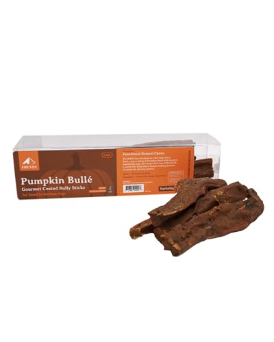 BARKN' Big Pumpkin Coated Dog Bully Sticks - Gourmet Chew Sticks Covered in Pumpkin for Dogs, Pizzle Sticks Made in The USA - Healthy Chew Treats for Dogs - 6 Inch 4 ct